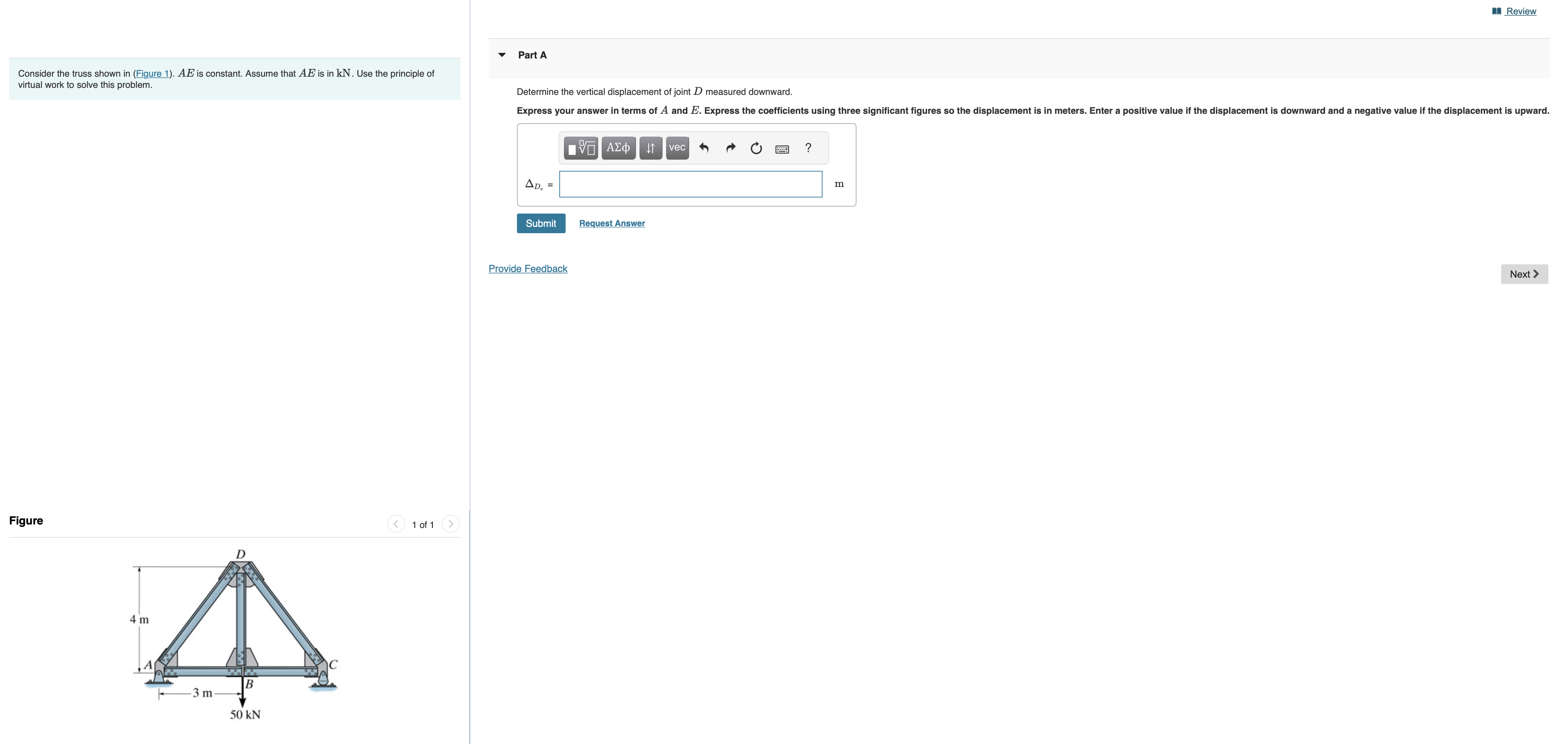 Review Consider the truss shown in ( Figure 1 ) .