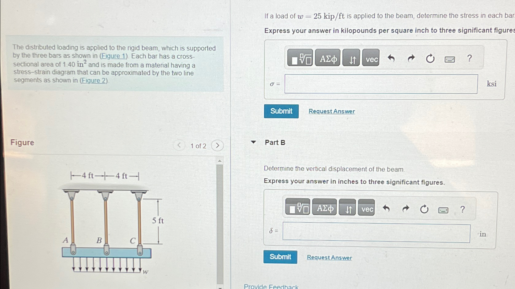 If a load of w = 2 5 k i p f t is applied to the