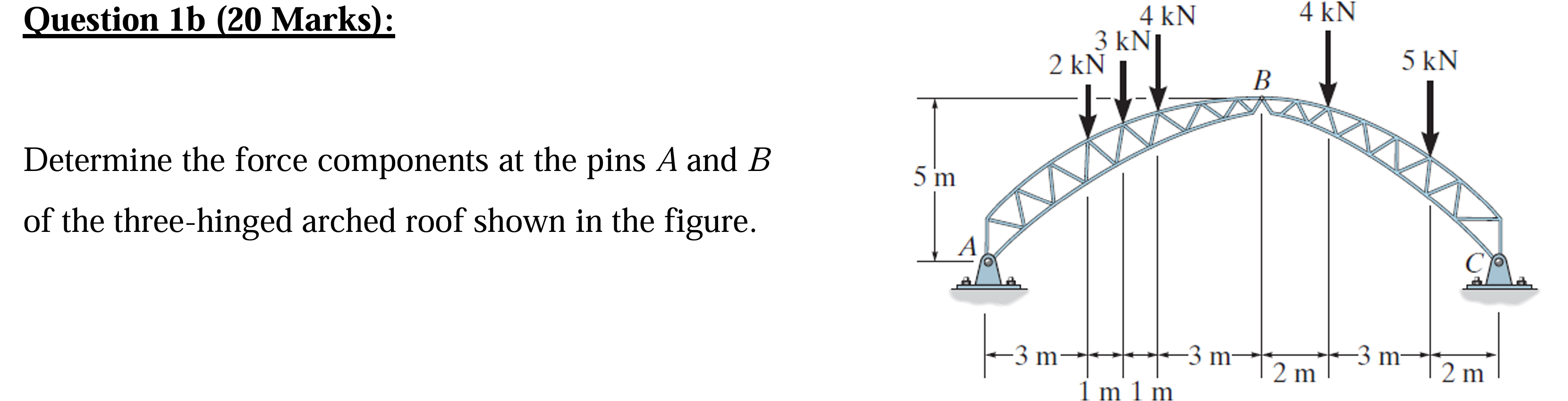 Question 1 b ( 2 0 Marks ) : Determine the force