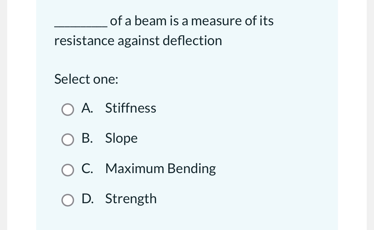 of a beam is a measure of its resistance against
