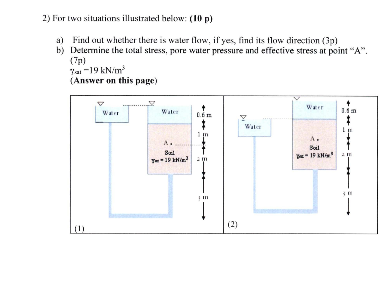 For two situations illustrated below: a ) Find