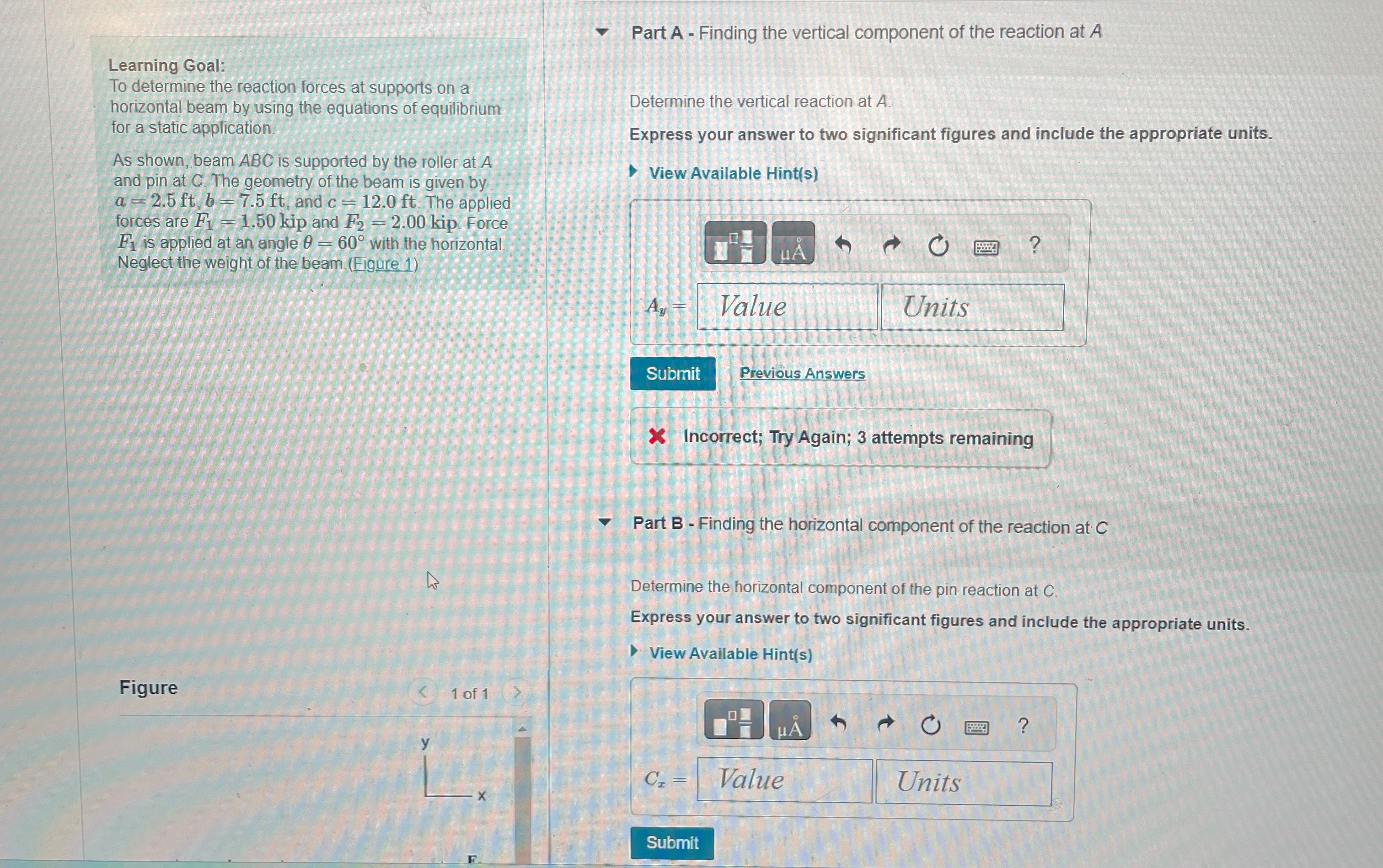 Part A - Finding the vertical component of the
