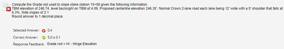 Compute the Grade rod used to slope stake station