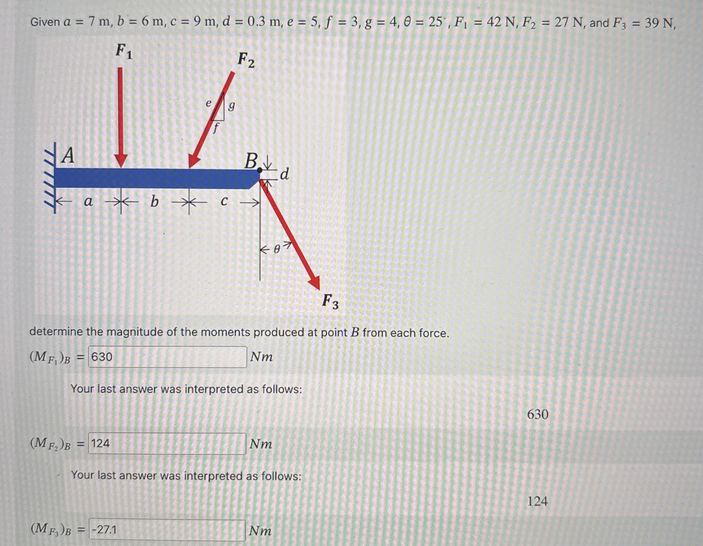 Given a = 7 m , b = 6 m , c = 9 m , d = 0 . 3 m ,