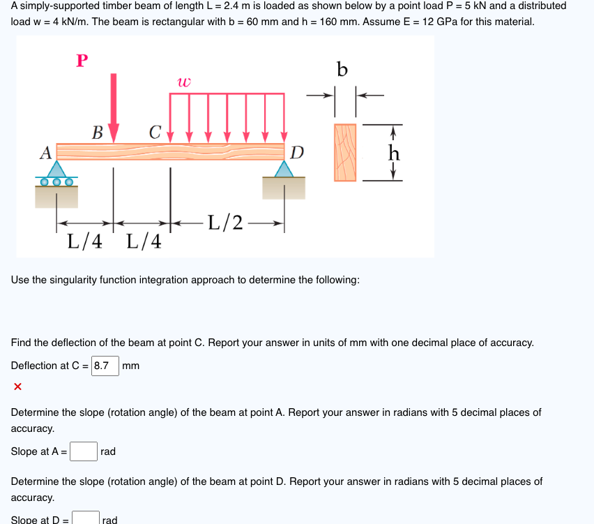 A simply - supported timber beam of length L = 2