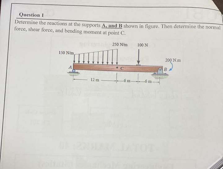 Question 1 Determine the reactions at the