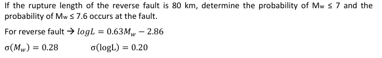 If the rupture length of the reverse fault is 8 0