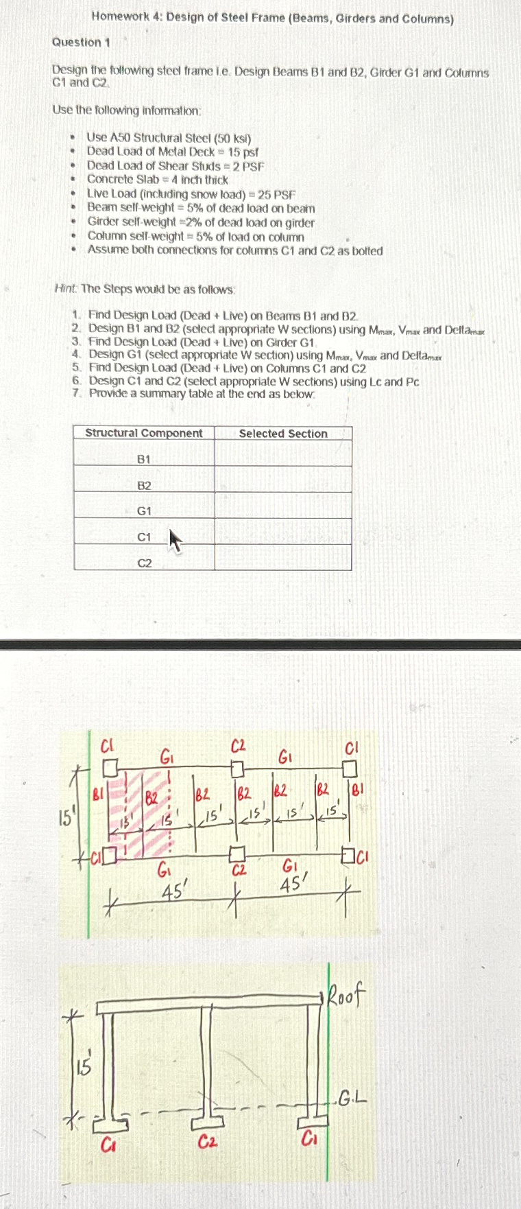 Homework 4 : Design of Steel Frame ( Beams ,