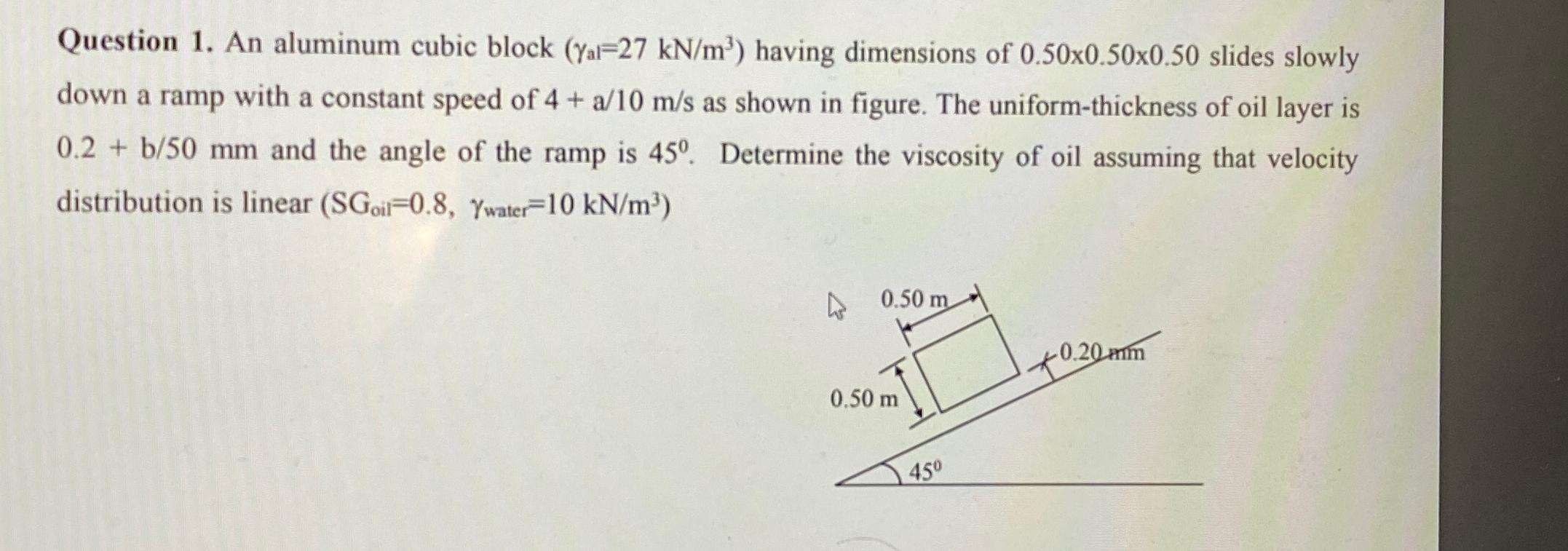 Question 1 . An aluminum cubic block ) = ( 2 7 k