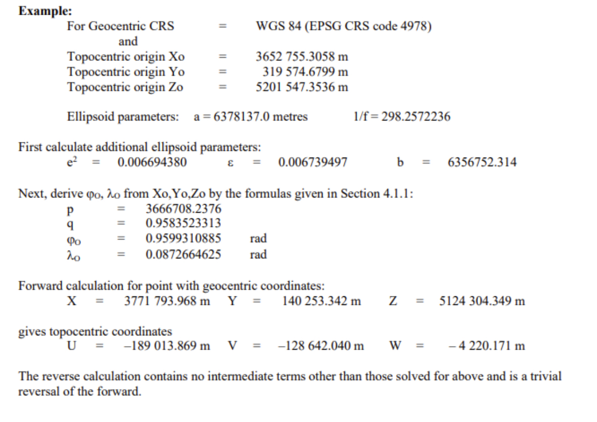 Example: \ table [ [ For Geocentric CRS , = , WGS
