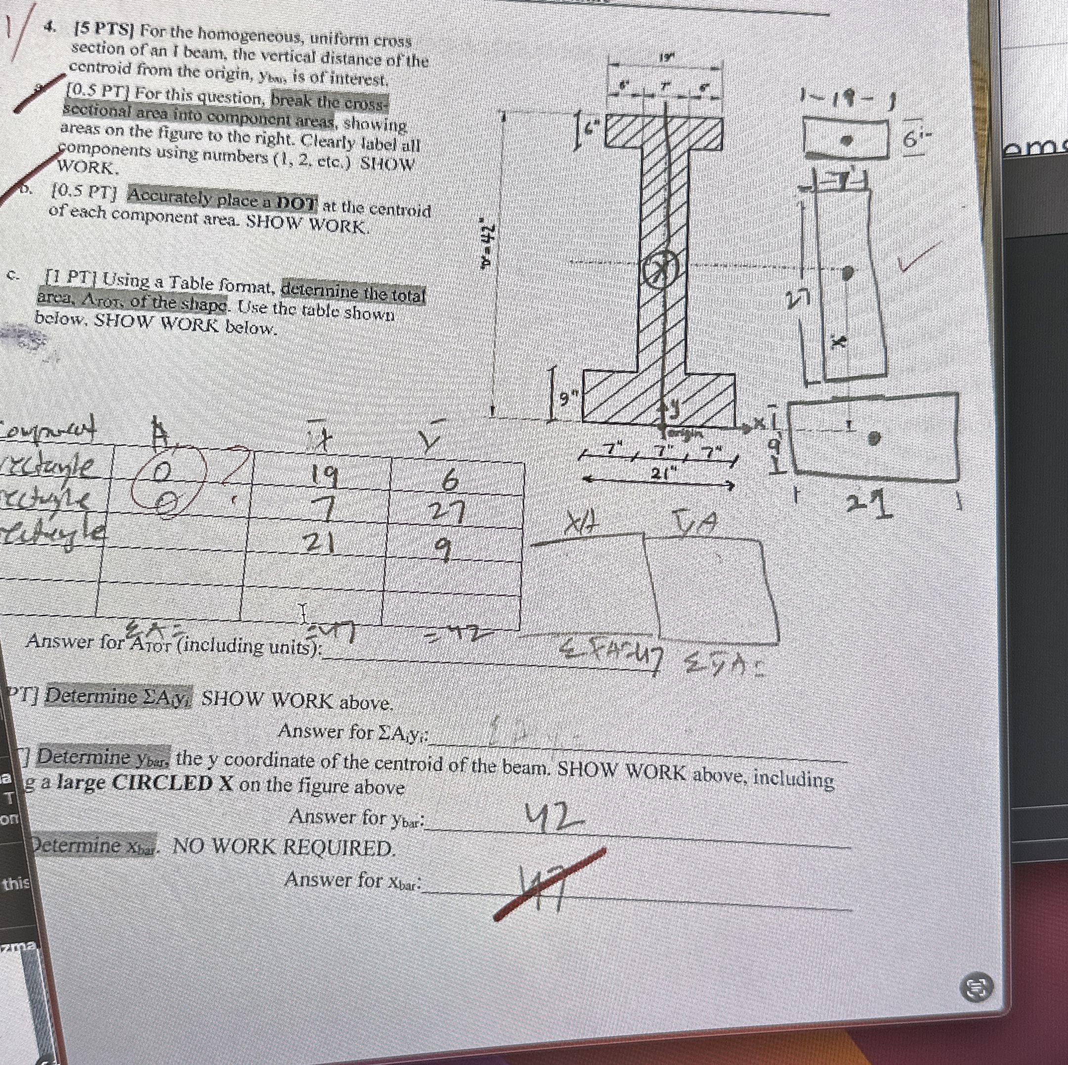 [ 5 PTS ] For the homogeneous, uniform cross