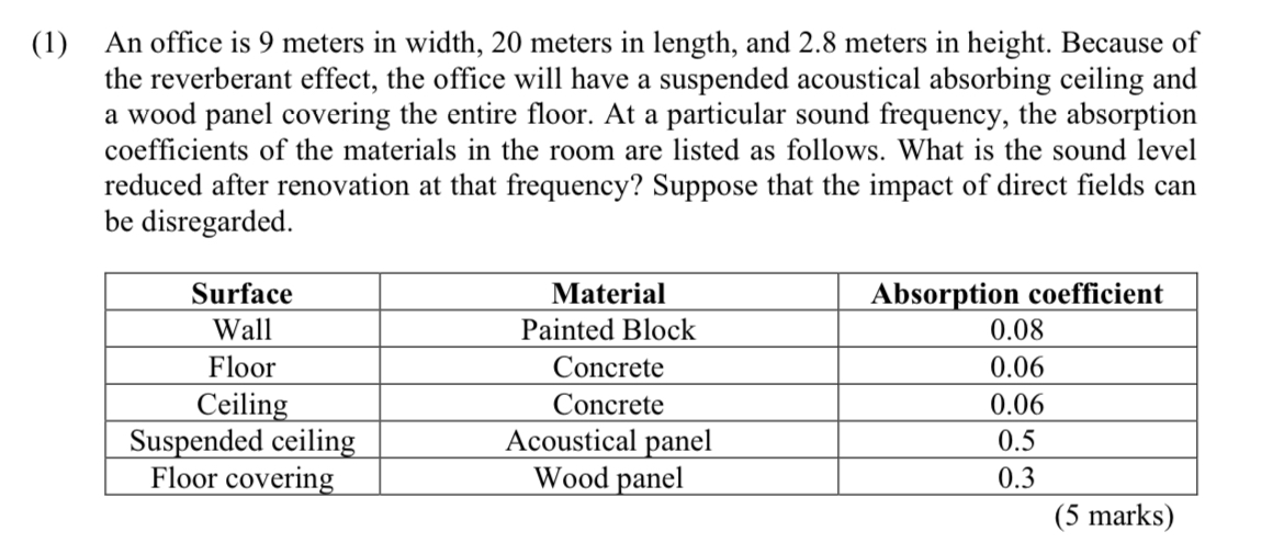 ( 1 ) An office is 9 meters in width, 2 0 meters