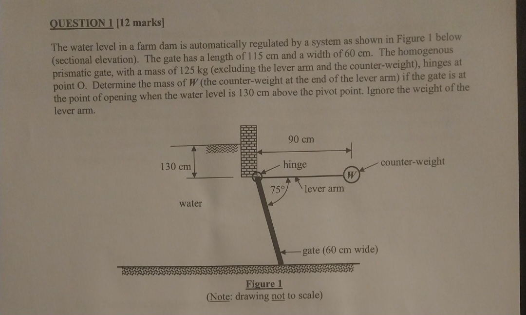 QUESTION 1 [ 1 2 marks ] The water level in a