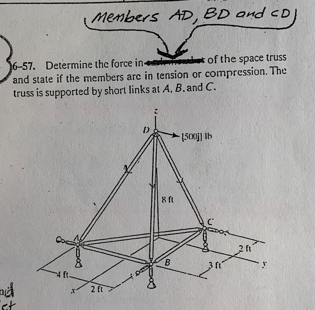 Members A D , B D and C D 6 - 5 7 . Determine the