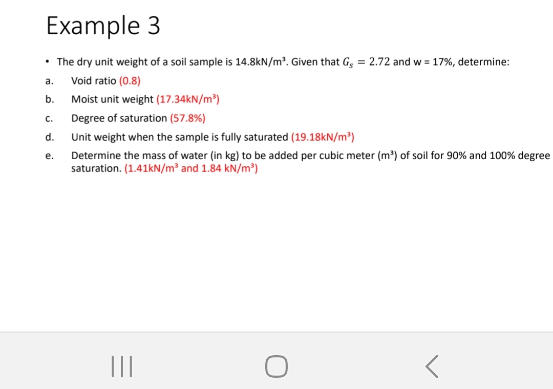 Example 3 The dry unit weight of a soil sample is