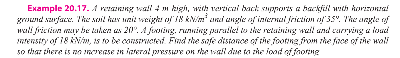 Example 2 0 . 1 7 . A retaining wall 4 m high,