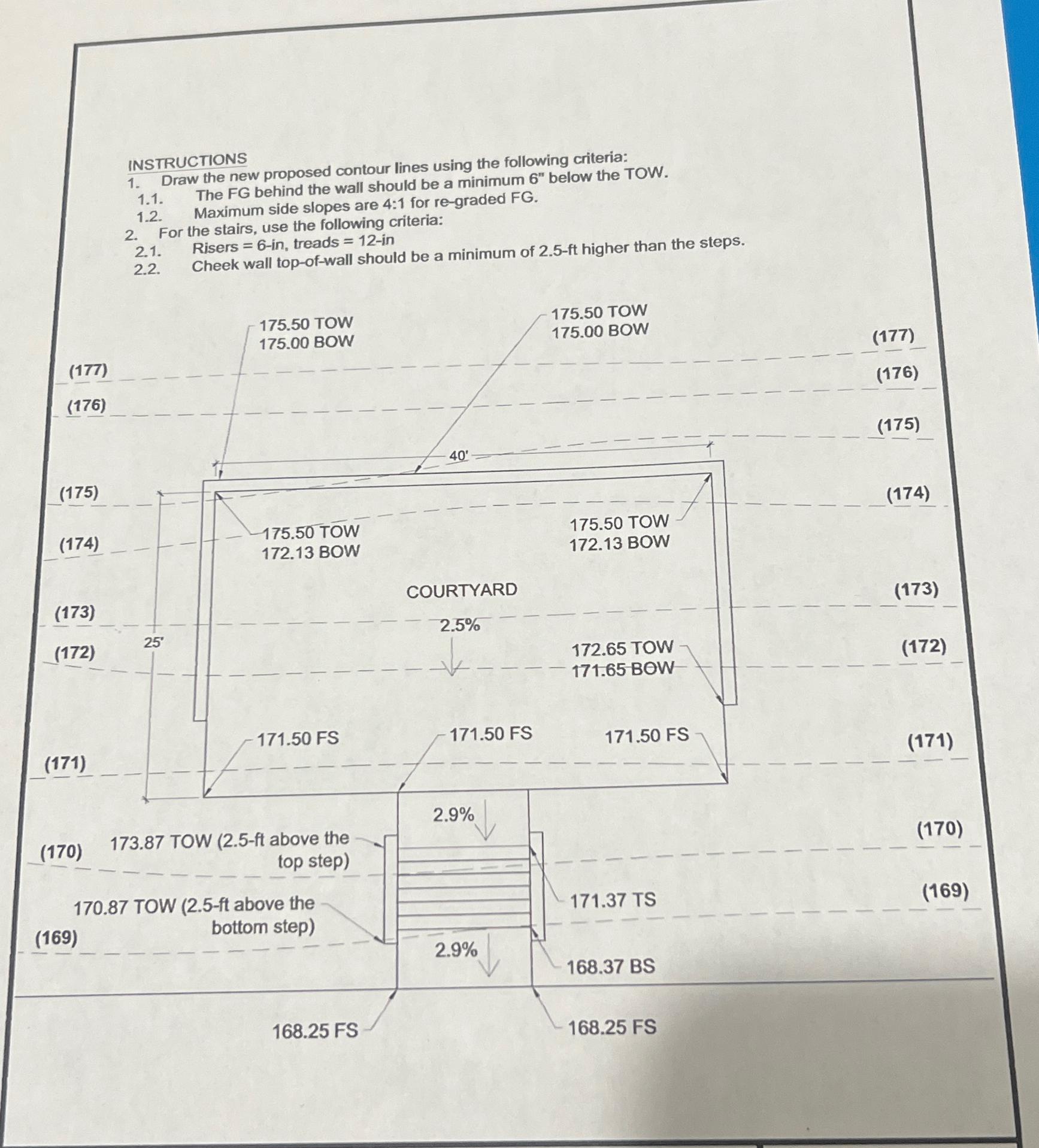 INSTRUCTIONS Draw the new proposed contour lines
