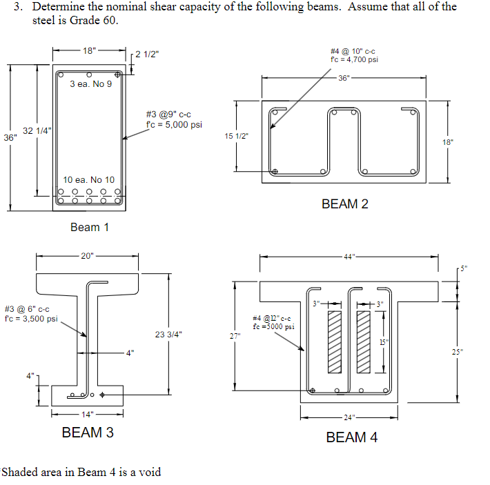 Determine the nominal shear capacity of the