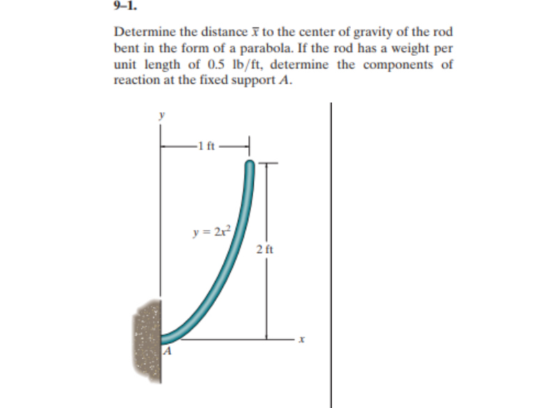 9 - 1 . Determine the distance x to the center of
