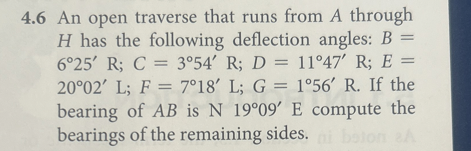 4 . 6 An open traverse that runs from A through H