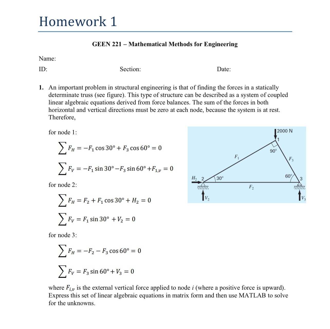 Name: ID: Section: Date: An important problem in