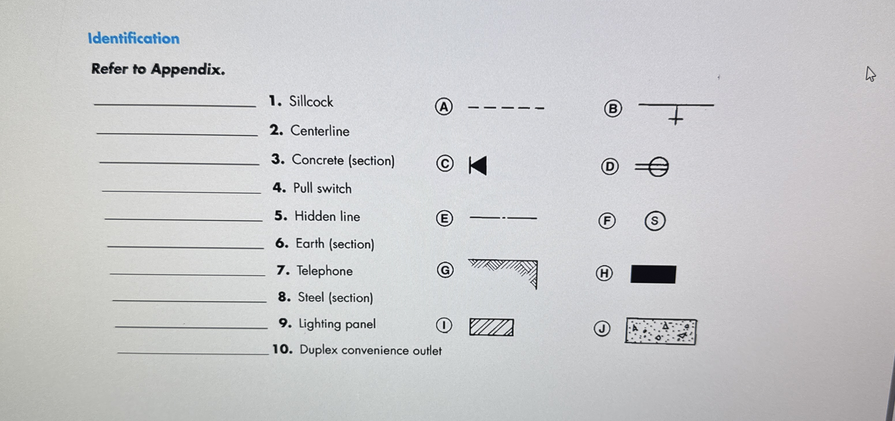 Identification Refer to Appendix. Sillock