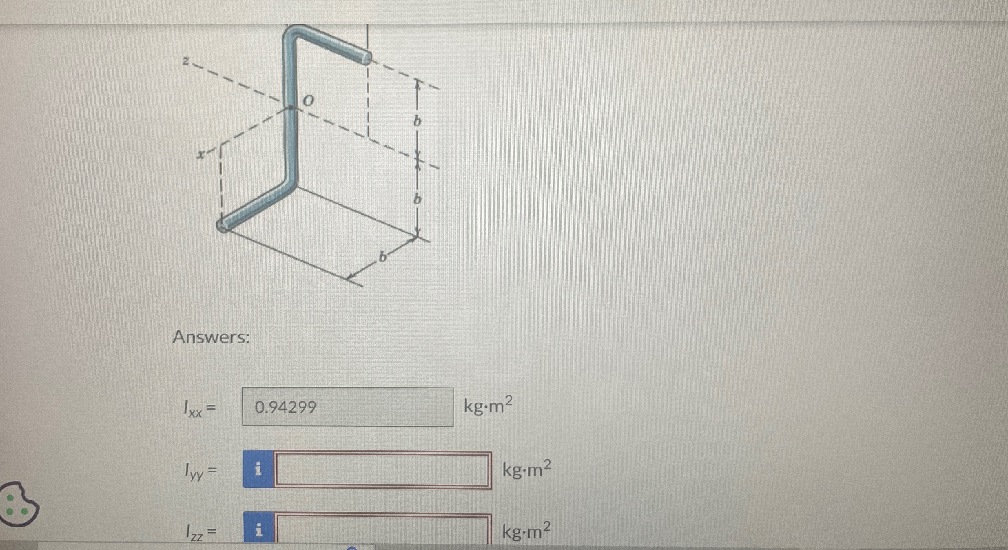 The uniform rod of length 4 b and mass m is bent