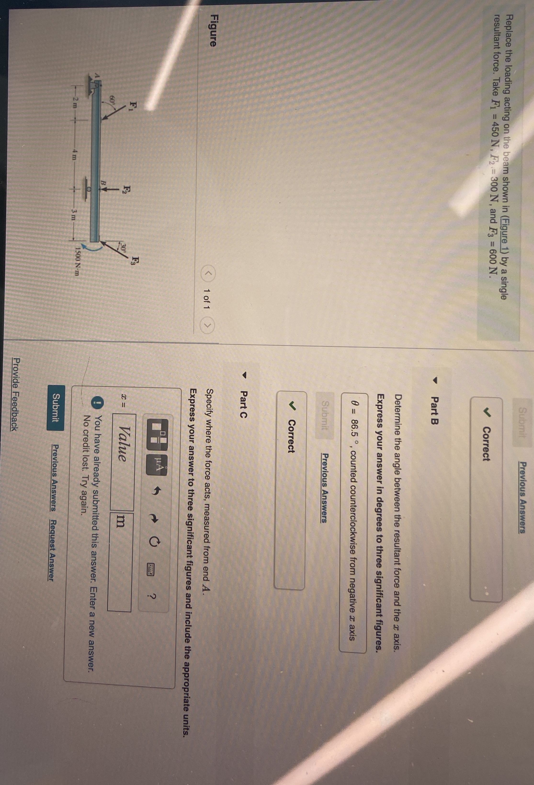 Replace the loading acting on the beam shown in (