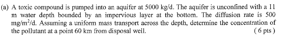 ( a ) A toxic compound is pumped into an aquifer