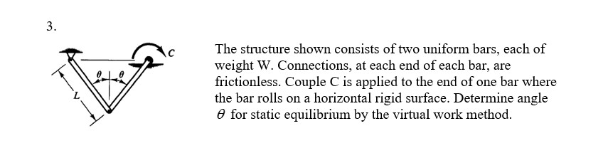 The structure shown consists of two uniform bars,