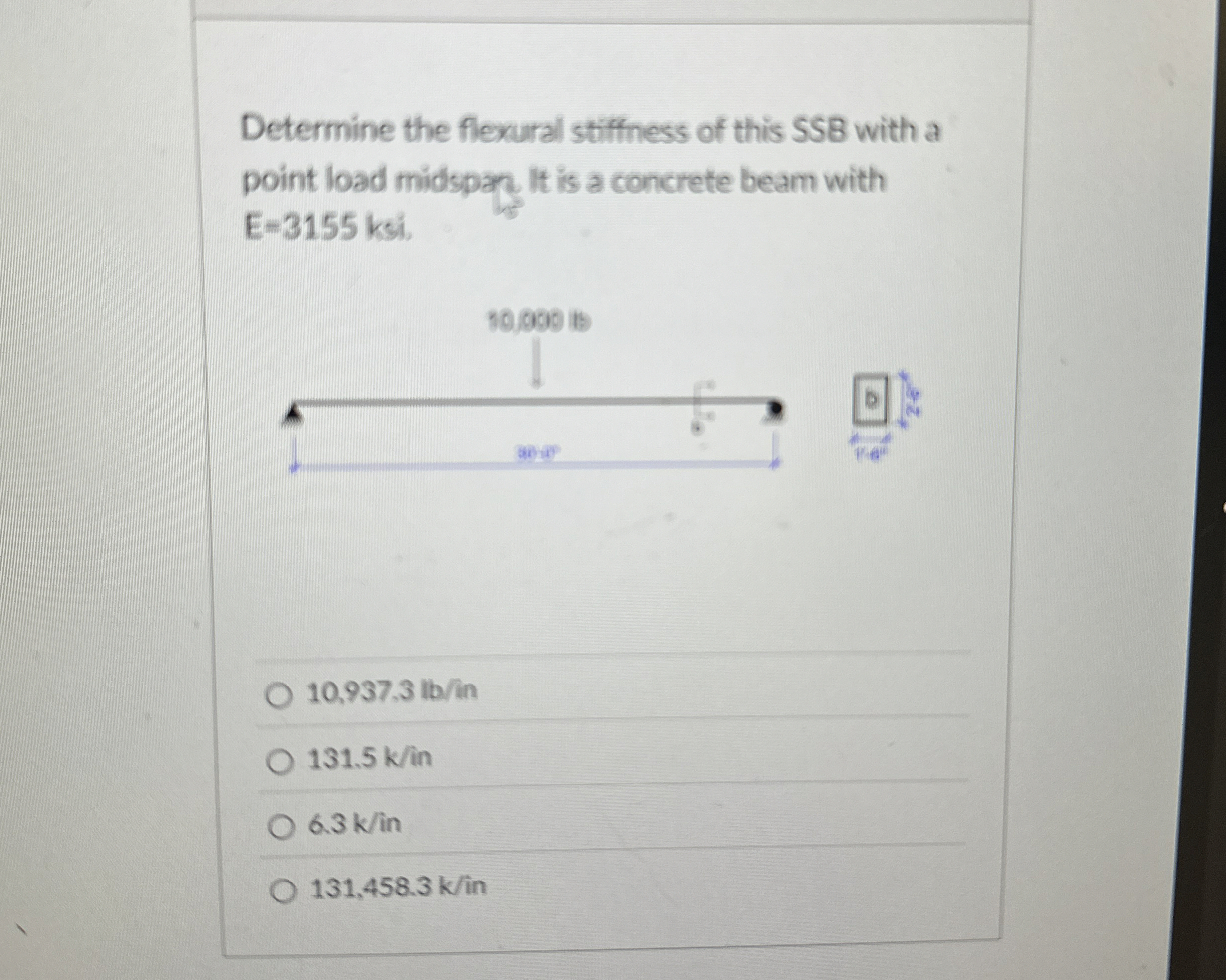 Determine the flexural stiffness of this SSB with