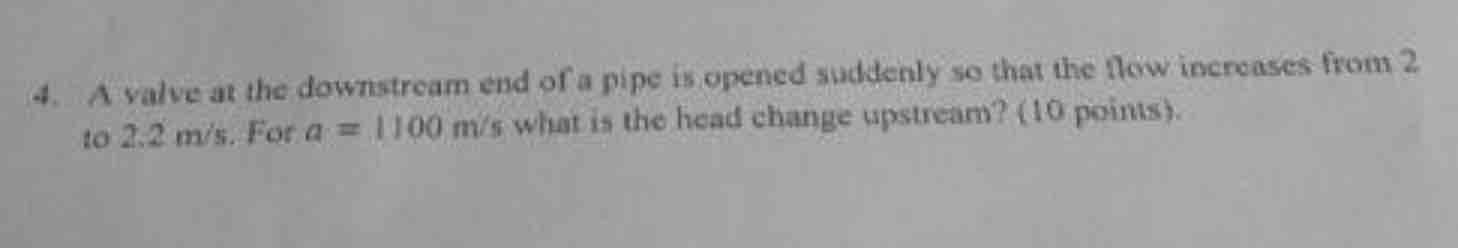 A valve at the downstream end of a pipe is opened