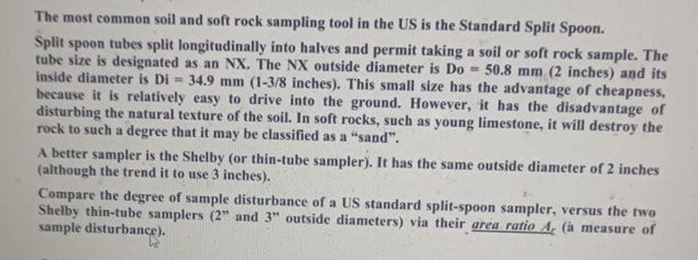 The most common soil and soft rock sampling tool