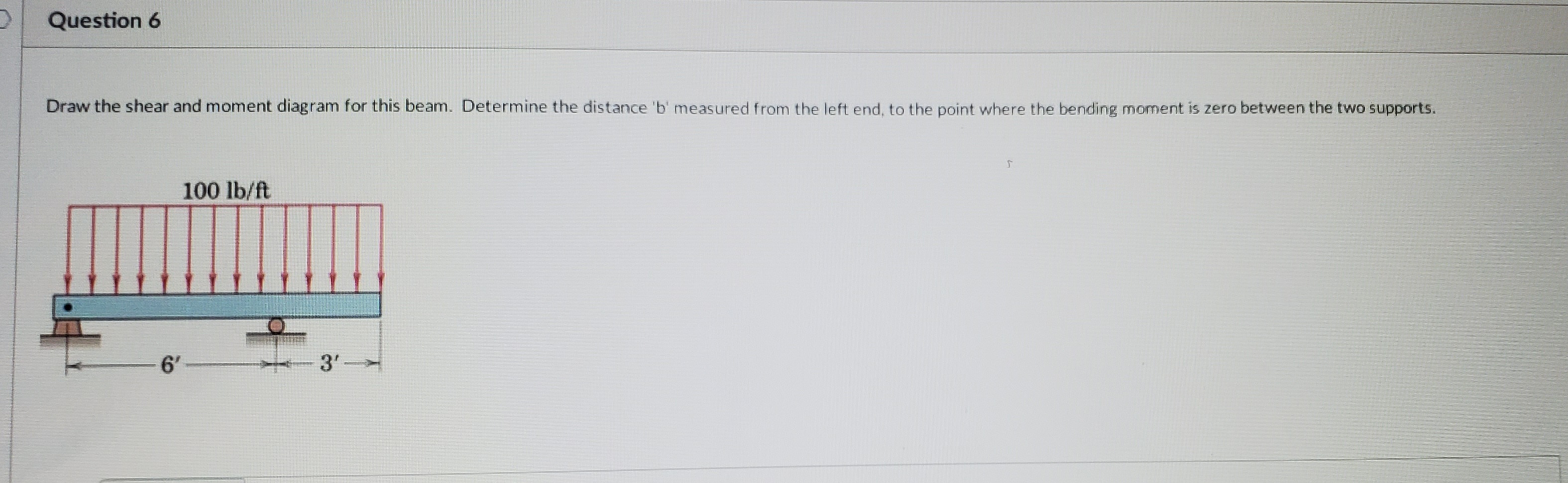 Question 6 Draw the shear and moment diagram for