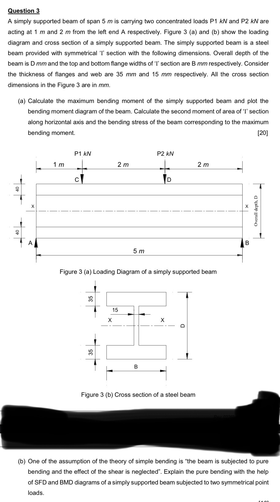 Question 3 A simply supported beam of span 5 m is