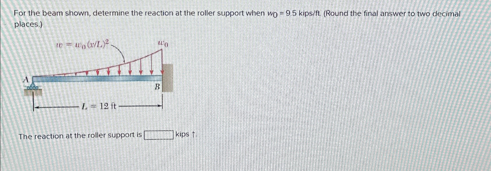 For the beam shown, determine the reaction at the