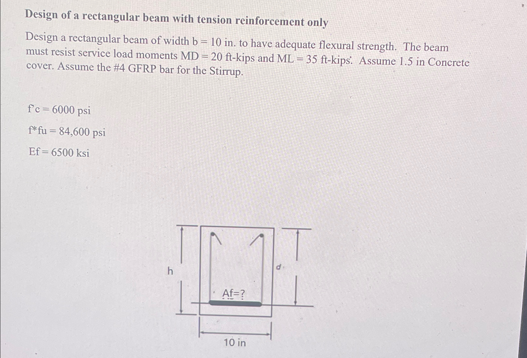 Design of a rectangular beam with tension