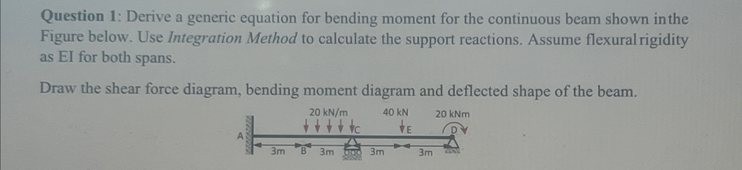 Question 1 : Derive a generic equation for