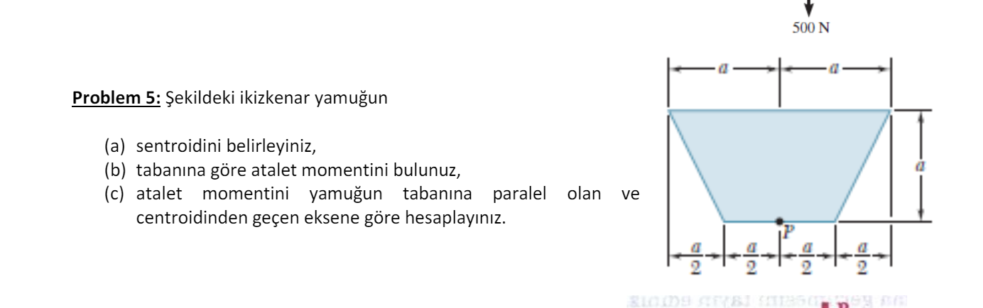 Problem 5 : ekildeki ikizkenar yamu un ( a )