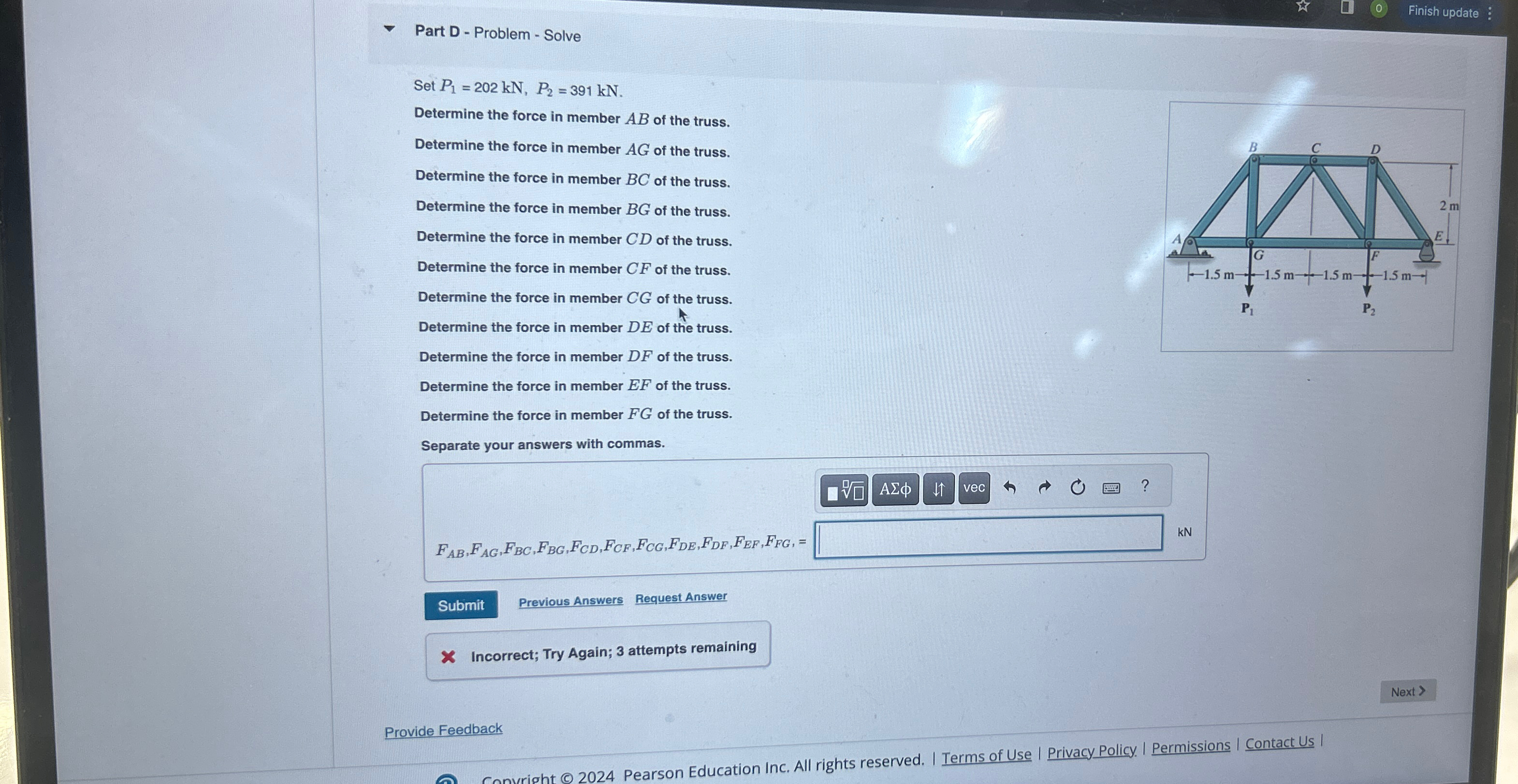 Part D - Problem - Solve Set P 1 = 2 0 2 k N , P