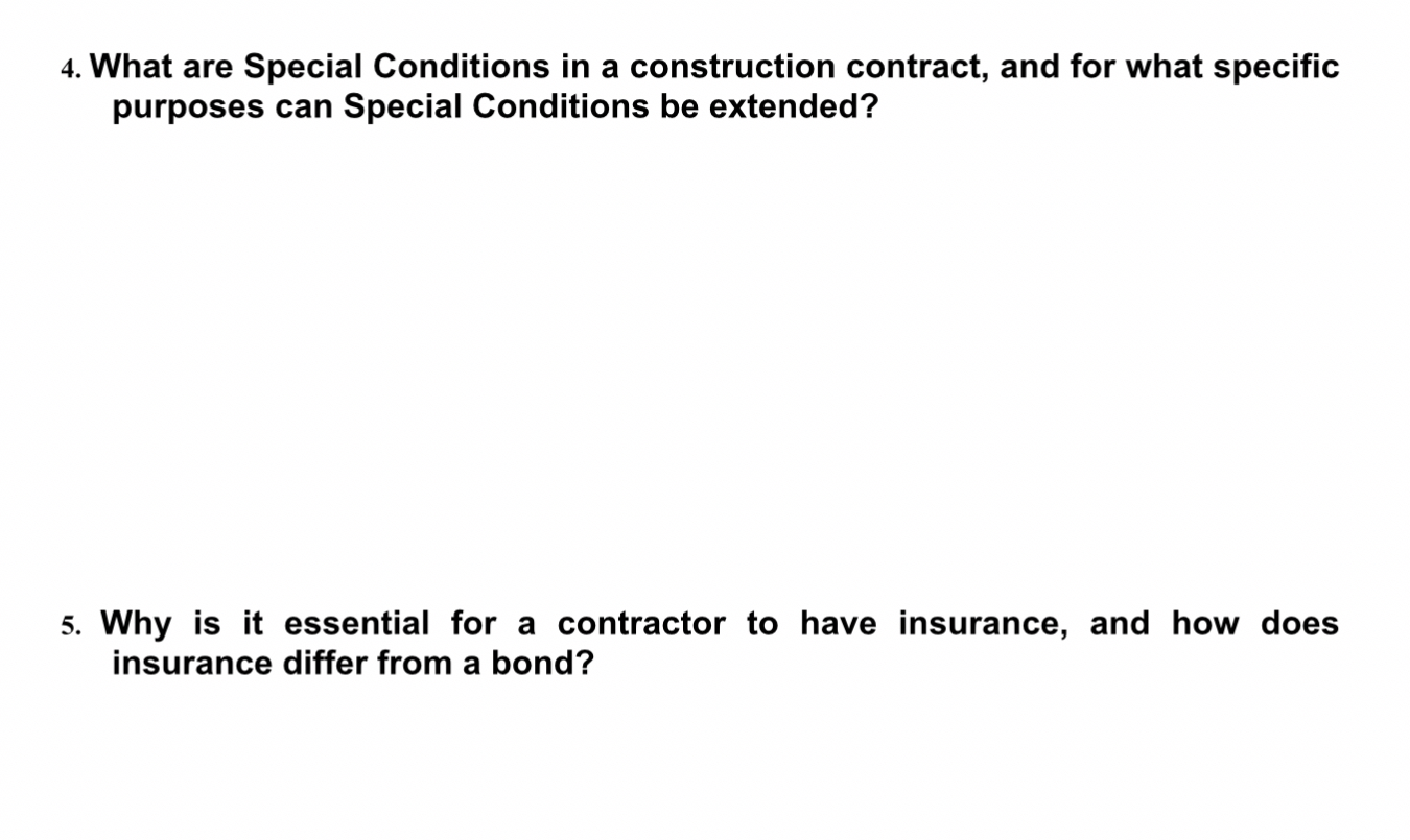 What are Special Conditions in a construction