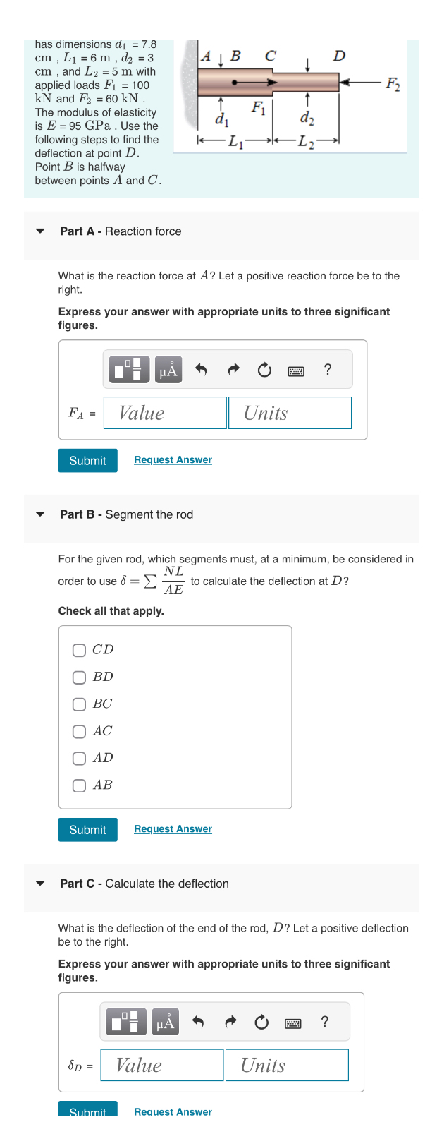 has dimensions d 1 = 7 . 8 c m , L 1 = 6 m , d 2