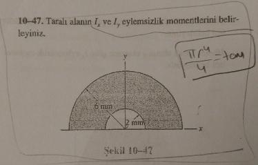 1 0 - 4 7 . Tarali alanun I x ve I y ,