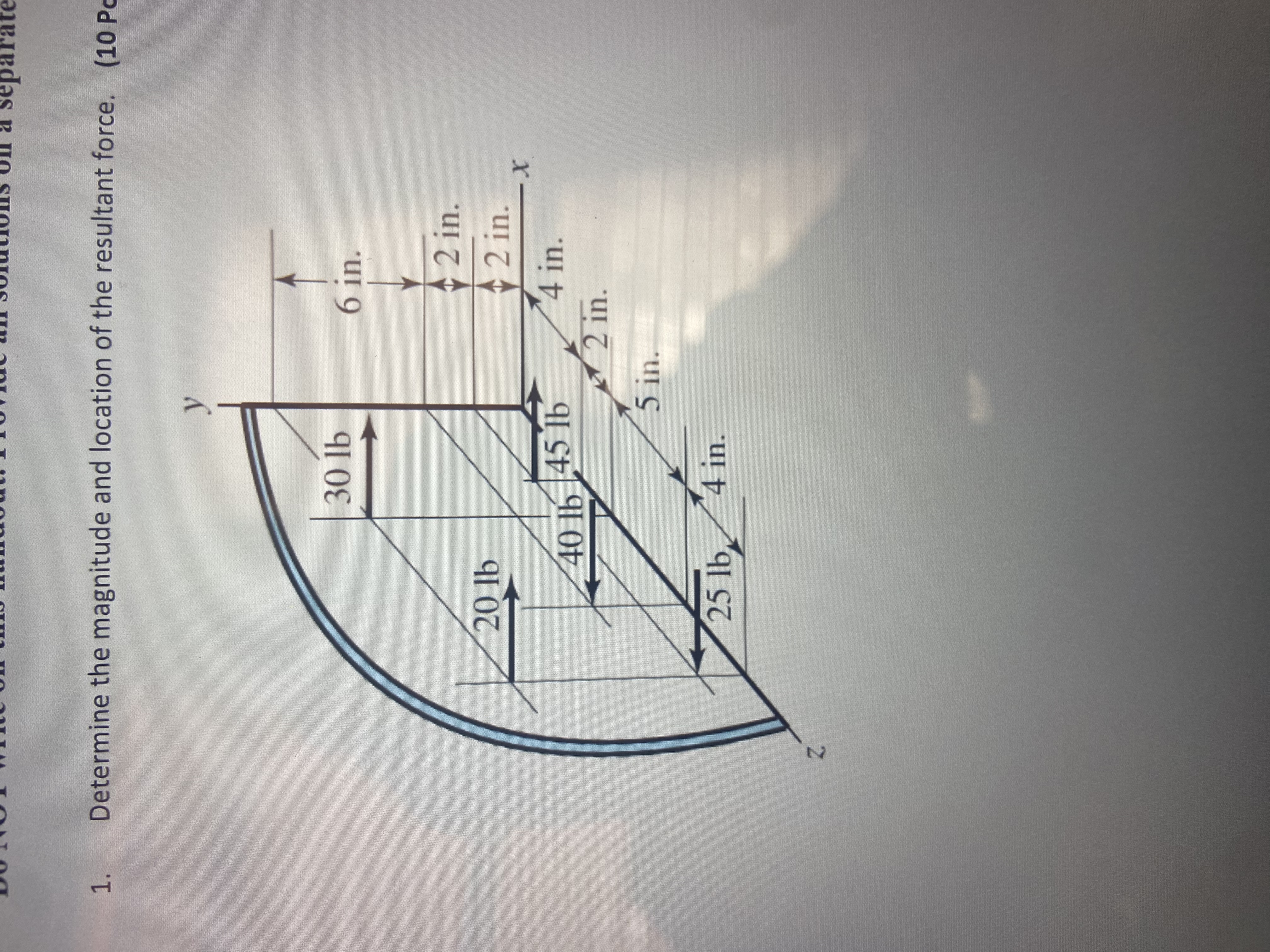 1 . Determine the magnitude and location of the