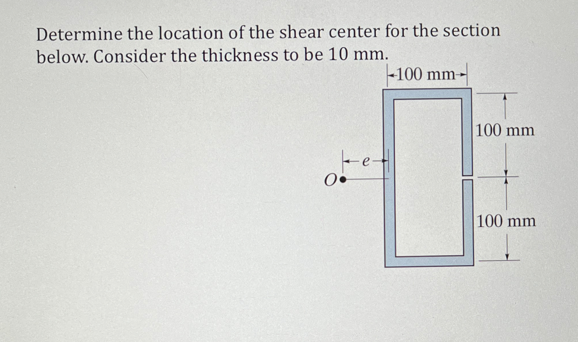 Determine the location of the shear center for