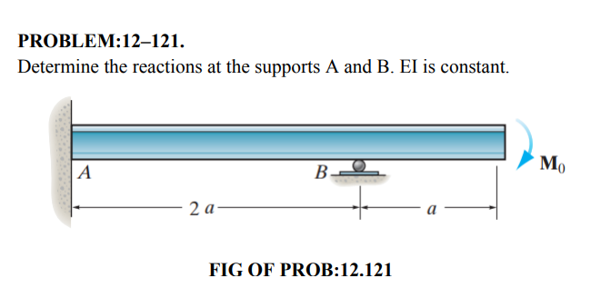 PROBLEM: 1 2 - 1 2 1 . Determine the reactions at