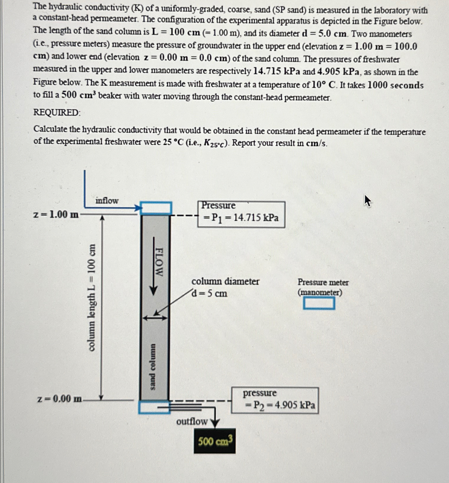 The hydraulic conductivity ( K ) of a uniformly -
