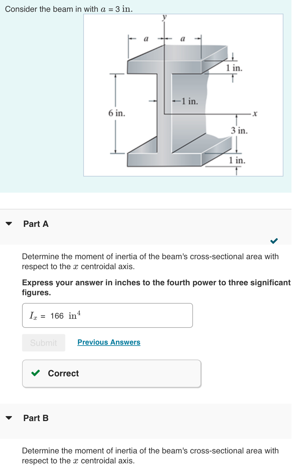 Consider the beam in with a = 3 in .