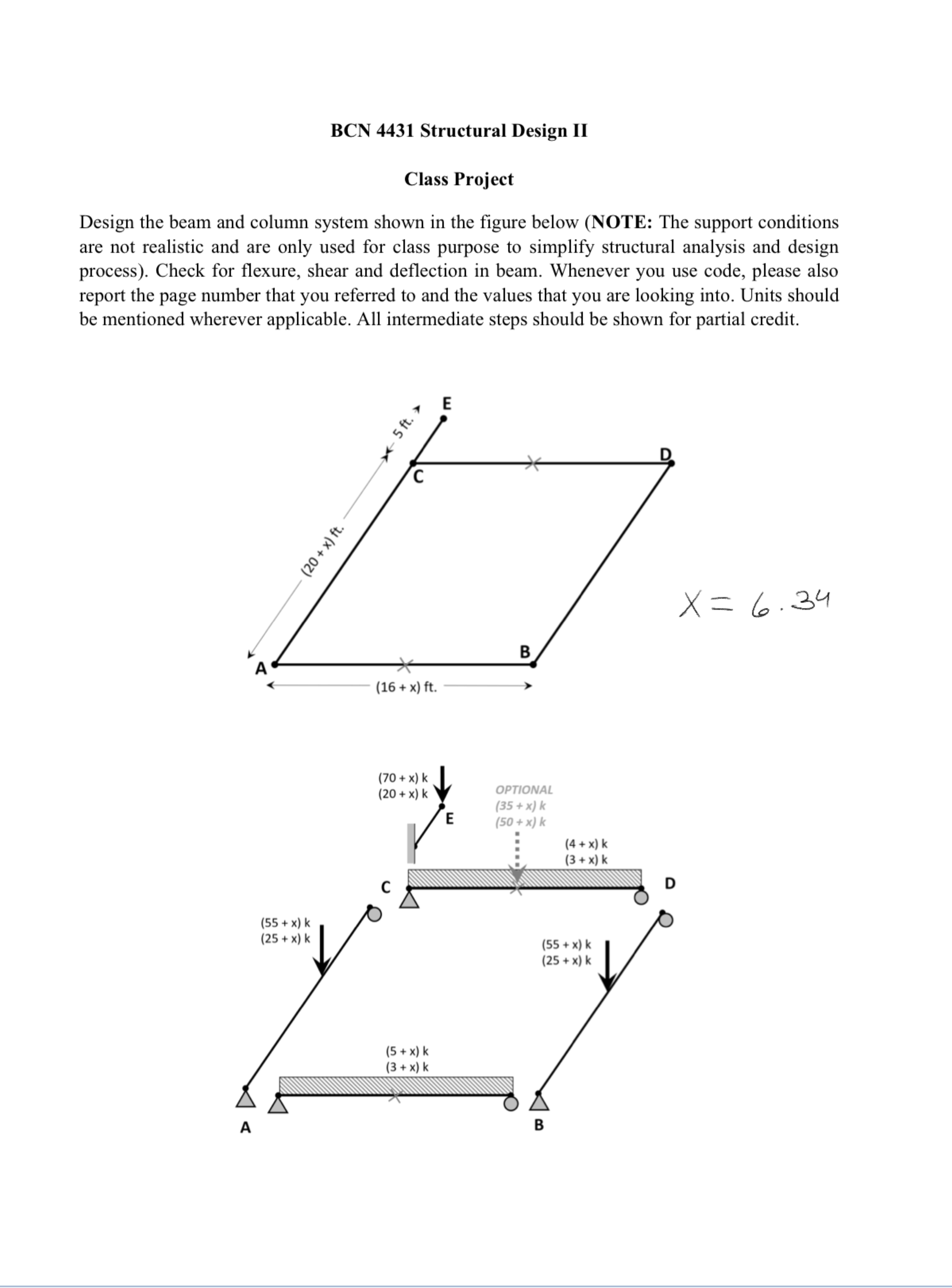 Design the beam and column system shown in the