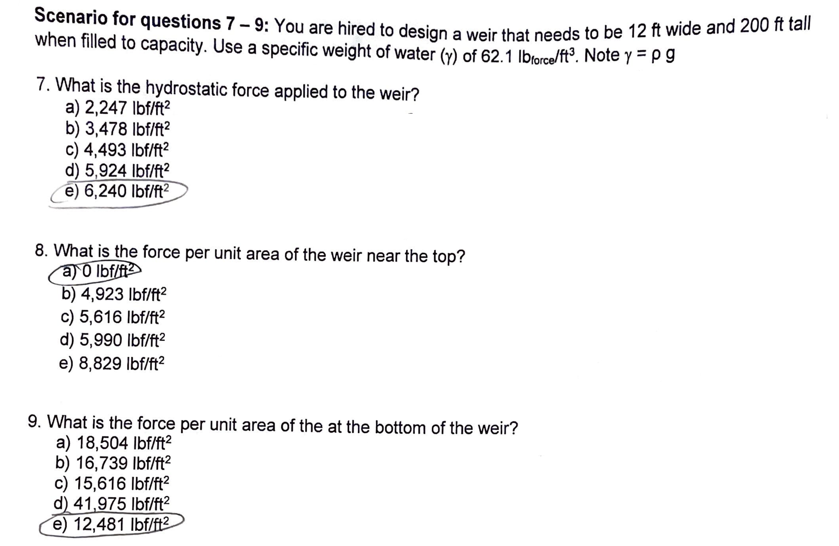 ALL of the correct answers are circled in the